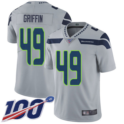 Seahawks #49 Shaquem Griffin Grey Alternate Men's Stitched Football 100th Season Vapor Limited Jersey - Click Image to Close