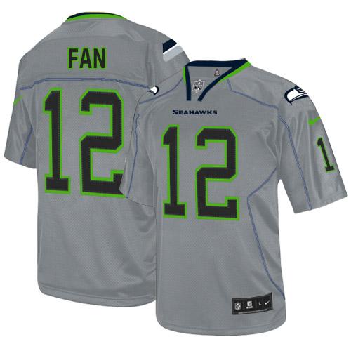 Nike Seahawks #12 Fan Lights Out Grey Men's Stitched NFL Elite Jersey - Click Image to Close