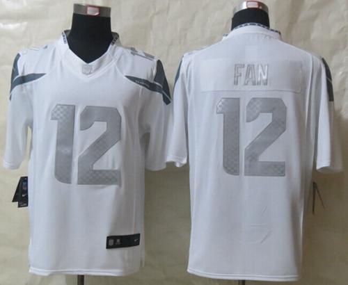 Nike Seahawks #12 Fan White Men's Stitched NFL Limited Platinum Jersey