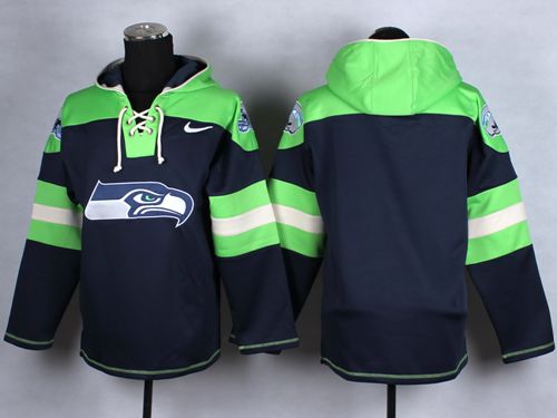 Nike Seahawks Blank Navy Blue Player Pullover NFL Hoodie