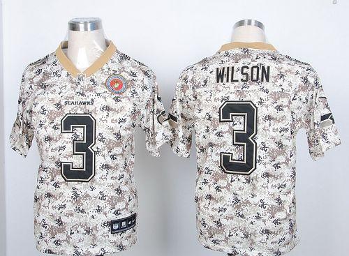 Nike Seahawks #3 Russell Wilson Camo USMC Men's Stitched NFL Elite Jersey