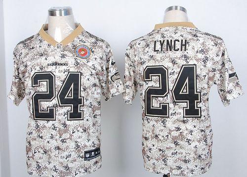 Nike Seahawks #24 Marshawn Lynch Camo USMC Men's Stitched NFL Elite Jersey