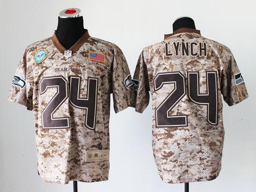 Nike Seahawks #24 Marshawn Lynch Camo Men's Stitched NFL New Elite USMC Jersey