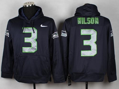 Seattle Seahawks #3 Russell Wilson Blue Pullover NFL Hoodie