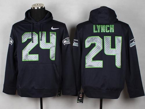 Seattle Seahawks #24 Marshawn Lynch Steel Blue Pullover NFL Hoodie