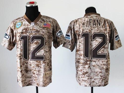 Nike Seahawks #12 Fan Camo Men's Stitched NFL New Elite USMC Jersey - Click Image to Close