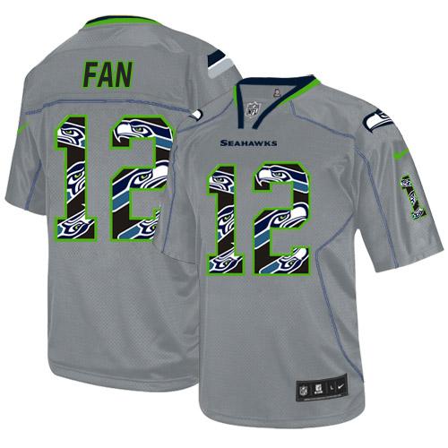 Nike Seahawks #12 Fan New Lights Out Grey Men's Stitched NFL Elite Jersey