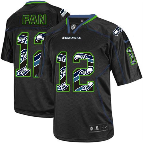 Nike Seahawks #12 Fan New Lights Out Black Men's Stitched NFL Elite Jersey