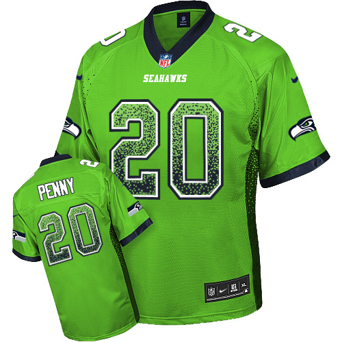 Nike Seahawks #20 Rashaad Penny Green Men's Stitched NFL Elite Drift Fashion Jersey - Click Image to Close