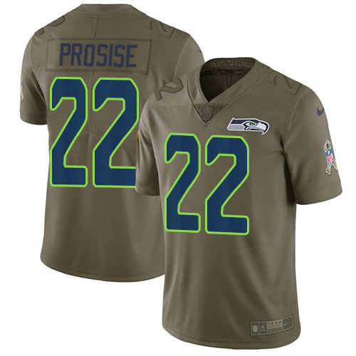 Nike Seahawks #22 C. J. Prosise Olive Men's Stitched NFL Limited 2017 Salute to Service Jersey - Click Image to Close