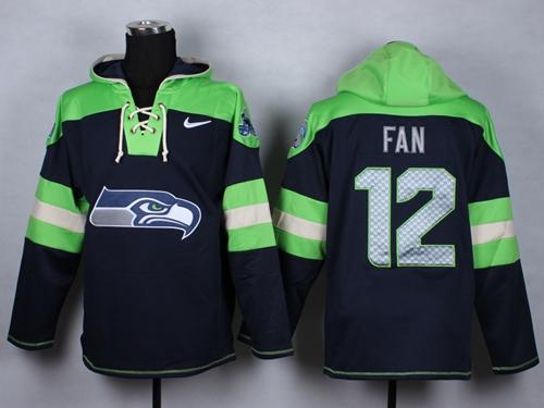 Nike Seahawks #12 Fan Navy Blue Player Pullover Hoodie