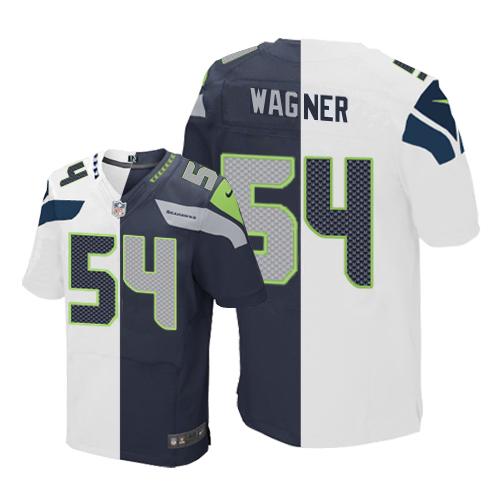 Nike Seahawks #54 Bobby Wagner White/Steel Blue Men's Stitched NFL Elite Split Jersey