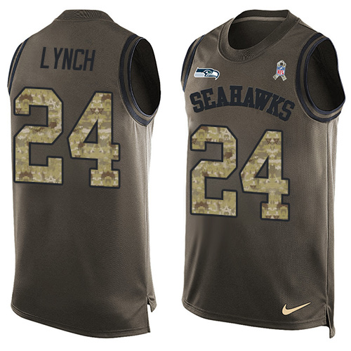 Nike Seahawks #24 Marshawn Lynch Green Men's Stitched NFL Limited Salute To Service Tank Top Jersey