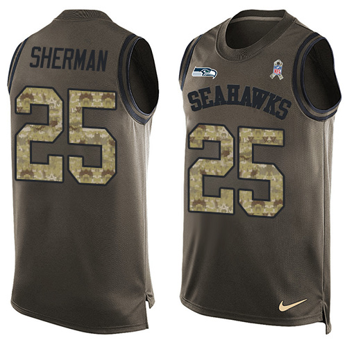 Nike Seahawks #25 Richard Sherman Green Men's Stitched NFL Limited Salute To Service Tank Top Jersey