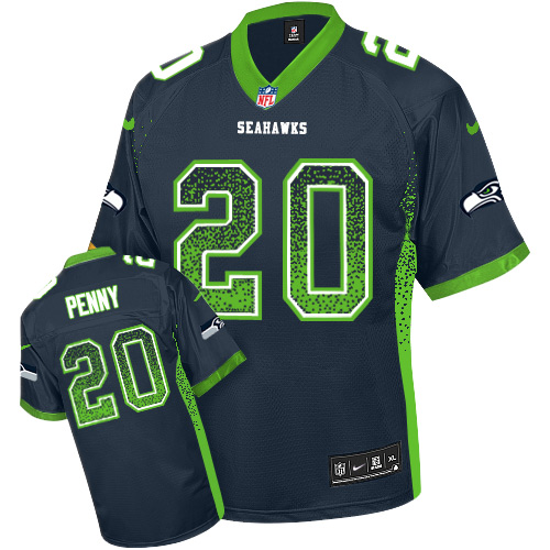 Nike Seahawks #20 Rashaad Penny Steel Blue Team Color Men's Stitched NFL Elite Drift Fashion Jersey