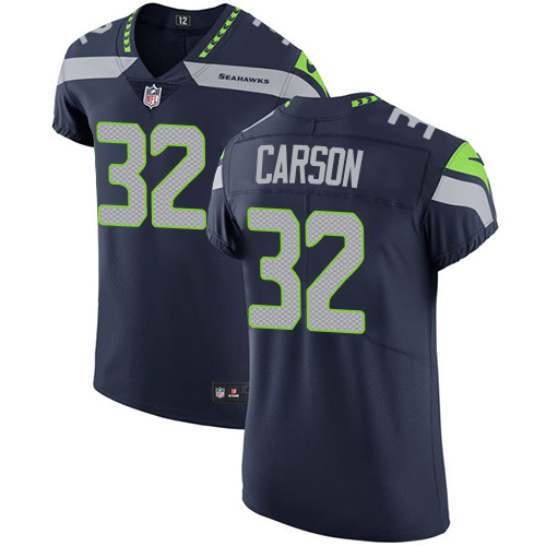 Nike Seahawks #32 Chris Carson Steel Blue Team Color Men's Stitched NFL Vapor Untouchable Elite Jersey