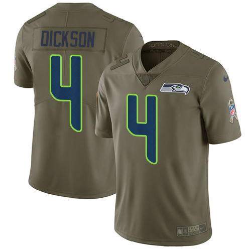 Nike Seahawks #4 Michael Dickson Olive Men's Stitched NFL Limited 2017 Salute To Service Jersey - Click Image to Close