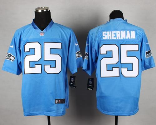 Nike Seahawks #25 Richard Sherman Light Blue Men's Stitched NFL Elite Jersey