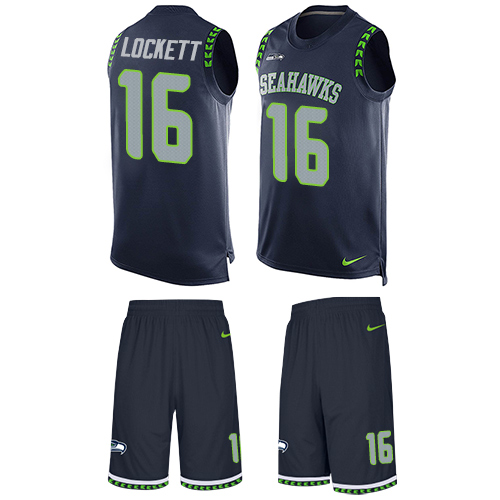 Nike Seahawks #16 Tyler Lockett Steel Blue Team Color Men's Stitched NFL Limited Tank Top Suit Jersey - Click Image to Close