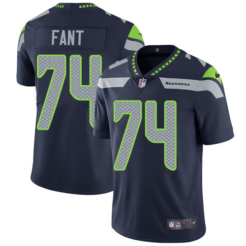 Nike Seahawks #74 George Fant Steel Blue Team Color Men's Stitched NFL Vapor Untouchable Limited Jersey - Click Image to Close