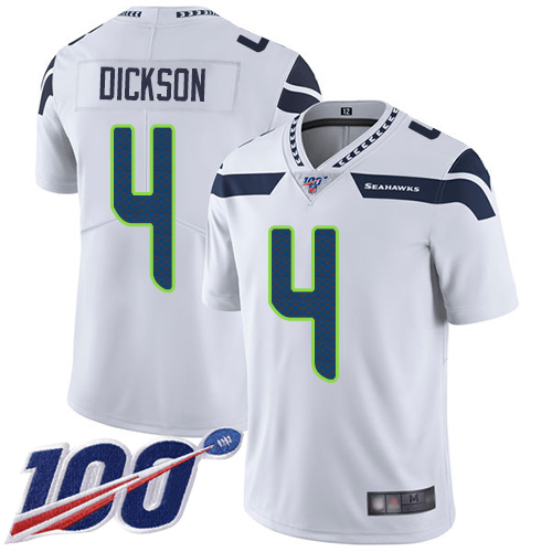 Seahawks #4 Michael Dickson White Men's Stitched Football 100th Season Vapor Limited Jersey - Click Image to Close