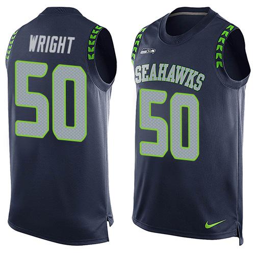 Nike Seahawks #50 K.J. Wright Steel Blue Team Color Men's Stitched NFL Limited Tank Top Jersey - Click Image to Close