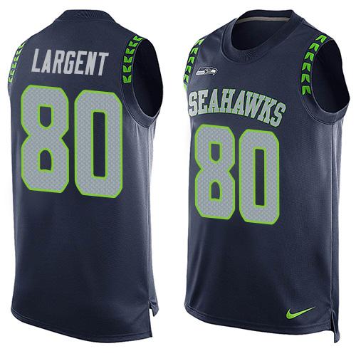 Nike Seahawks #80 Steve Largent Steel Blue Team Color Men's Stitched NFL Limited Tank Top Jersey