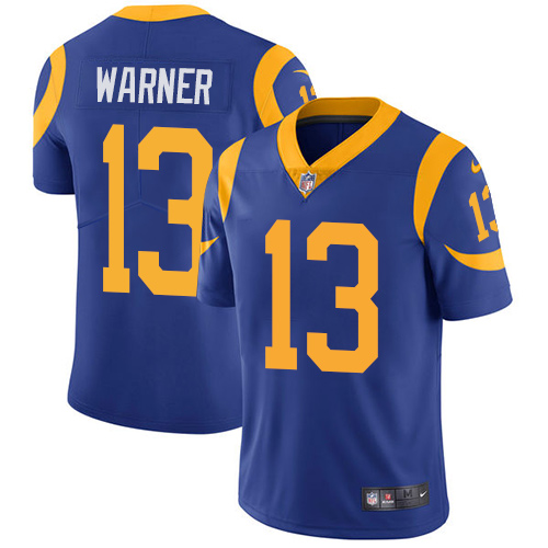 Nike Rams #13 Kurt Warner Royal Blue Alternate Men's Stitched NFL Vapor Untouchable Limited Jersey