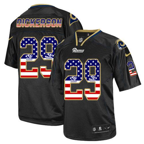 Nike Rams #29 Eric Dickerson Black Men's Stitched NFL Elite USA Flag Fashion Jersey - Click Image to Close