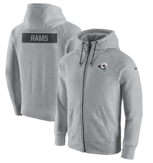 Men's Los Angeles Rams Nike Ash Gridiron Gray 2.0 Full-Zip Hoodie