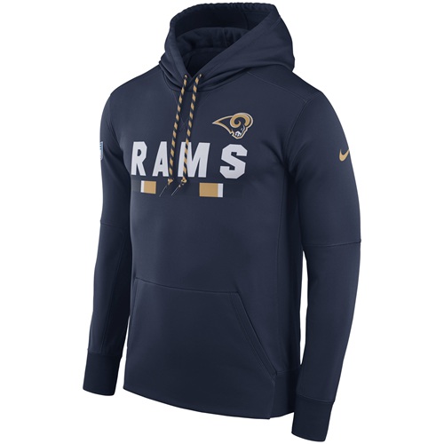 Men's Los Angeles Rams Nike Navy Sideline ThermaFit Performance PO Hoodie