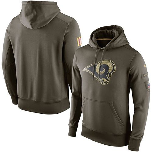 Men's Los Angeles Rams Nike Olive Salute To Service KO Performance Hoodie