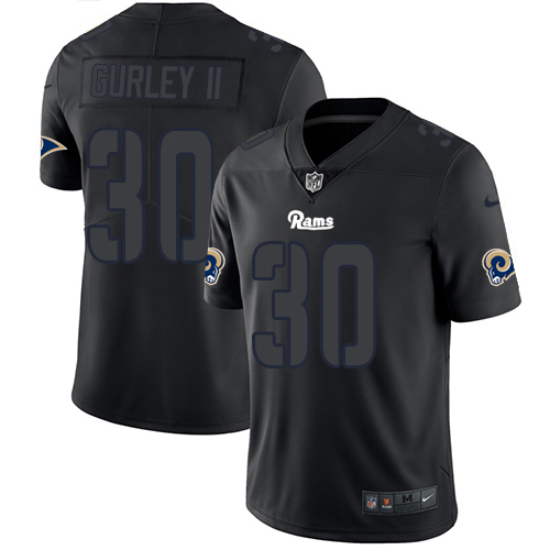 Nike Rams #30 Todd Gurley II Black Men's Stitched NFL Limited Rush Impact Jersey