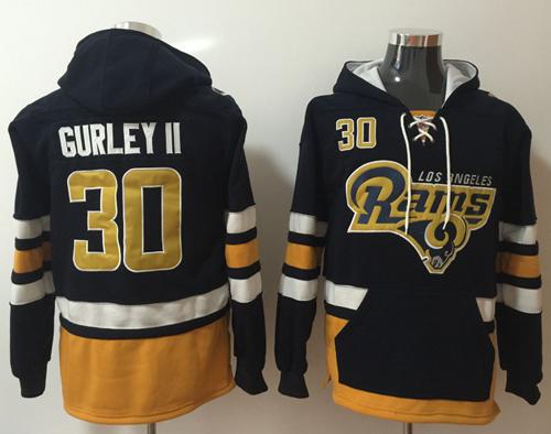 Nike Rams #30 Todd Gurley II Navy Blue/Gold Name & Number Pullover NFL Hoodie