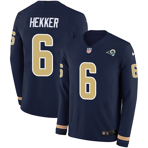 Nike Rams #6 Johnny Hekker Navy Blue Team Color Men's Stitched NFL Limited Therma Long Sleeve Jersey - Click Image to Close