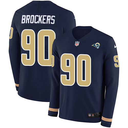 Nike Rams #90 Michael Brockers Navy Blue Team Color Men's Stitched NFL Limited Therma Long Sleeve Jersey - Click Image to Close