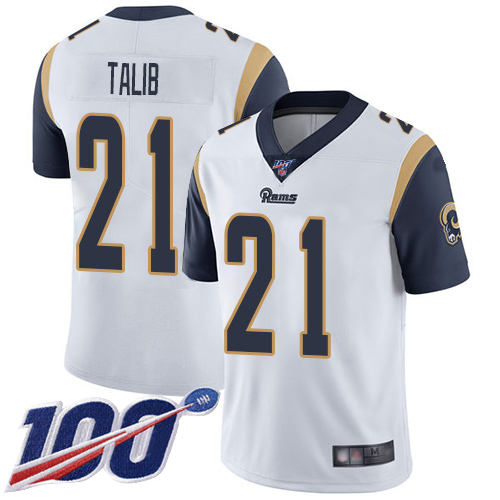 Rams #21 Aqib Talib White Men's Stitched Football 100th Season Vapor Limited Jersey