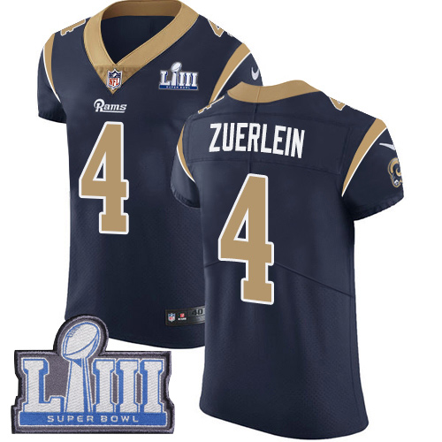 Nike Rams #4 Greg Zuerlein Navy Blue Team Color Super Bowl LIII Bound Men's Stitched NFL Vapor Untouchable Elite Jersey - Click Image to Close