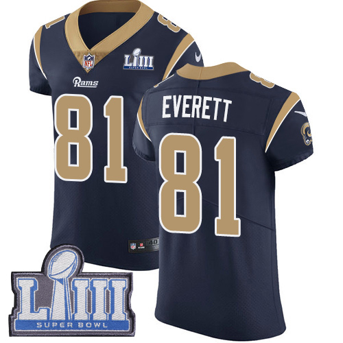 Nike Rams #81 Gerald Everett Navy Blue Team Color Super Bowl LIII Bound Men's Stitched NFL Vapor Untouchable Elite Jersey - Click Image to Close