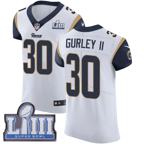 Nike Rams #30 Todd Gurley II White Super Bowl LIII Bound Men's Stitched NFL Vapor Untouchable Elite Jersey