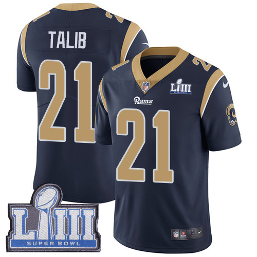 Nike Rams #21 Aqib Talib Navy Blue Team Color Super Bowl LIII Bound Men's Stitched NFL Vapor Untouchable Limited Jersey - Click Image to Close