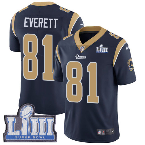 Nike Rams #81 Gerald Everett Navy Blue Team Color Super Bowl LIII Bound Men's Stitched NFL Vapor Untouchable Limited Jersey - Click Image to Close