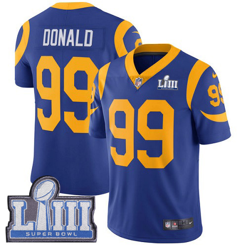 Nike Rams #99 Aaron Donald Royal Blue Alternate Super Bowl LIII Bound Men's Stitched NFL Vapor Untouchable Limited Jersey