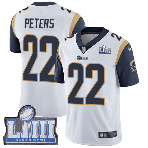 Nike Rams #22 Marcus Peters White Super Bowl LIII Bound Men's Stitched NFL Vapor Untouchable Limited Jersey