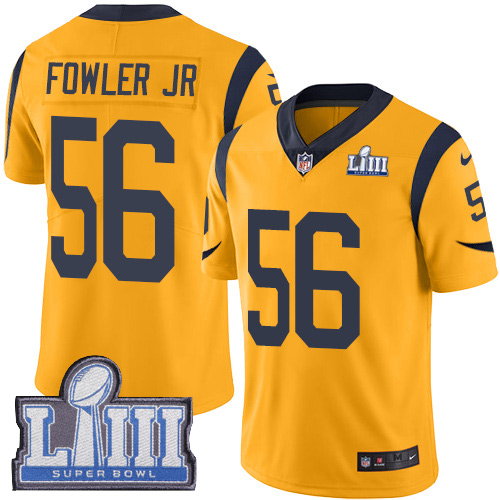 Nike Rams #56 Dante Fowler Jr Gold Super Bowl LIII Bound Men's Stitched NFL Limited Rush Jersey