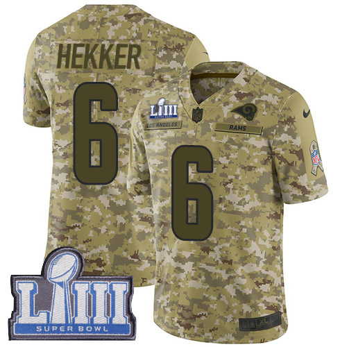 Nike Rams #6 Johnny Hekker Camo Super Bowl LIII Bound Men's Stitched NFL Limited 2018 Salute To Service Jersey - Click Image to Close