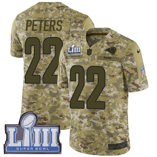 Nike Rams #22 Marcus Peters Camo Super Bowl LIII Bound Men's Stitched NFL Limited 2018 Salute To Service Jersey - Click Image to Close