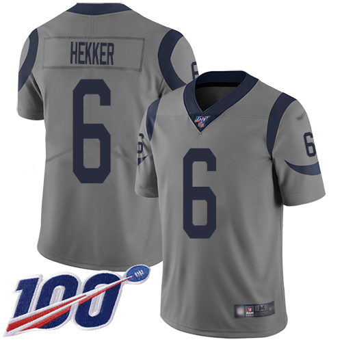 Rams #6 Johnny Hekker Gray Men's Stitched Football Limited Inverted Legend 100th Season Jersey - Click Image to Close