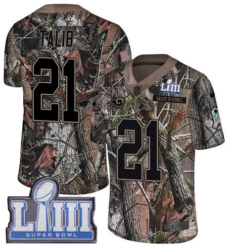 Nike Rams #21 Aqib Talib Camo Super Bowl LIII Bound Men's Stitched NFL Limited Rush Realtree Jersey