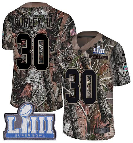 Nike Rams #30 Todd Gurley II Camo Super Bowl LIII Bound Men's Stitched NFL Limited Rush Realtree Jersey